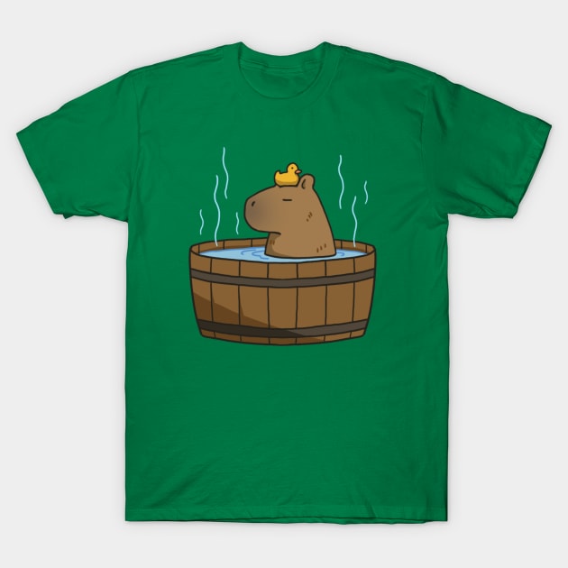 Capybara on Bathtub T-Shirt by orangedan